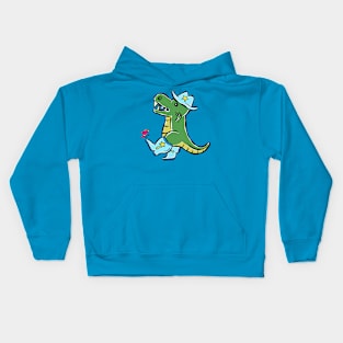 Tyrannosaurus Dinosaur Line Dancer Cartoon Cut Character Kids Hoodie